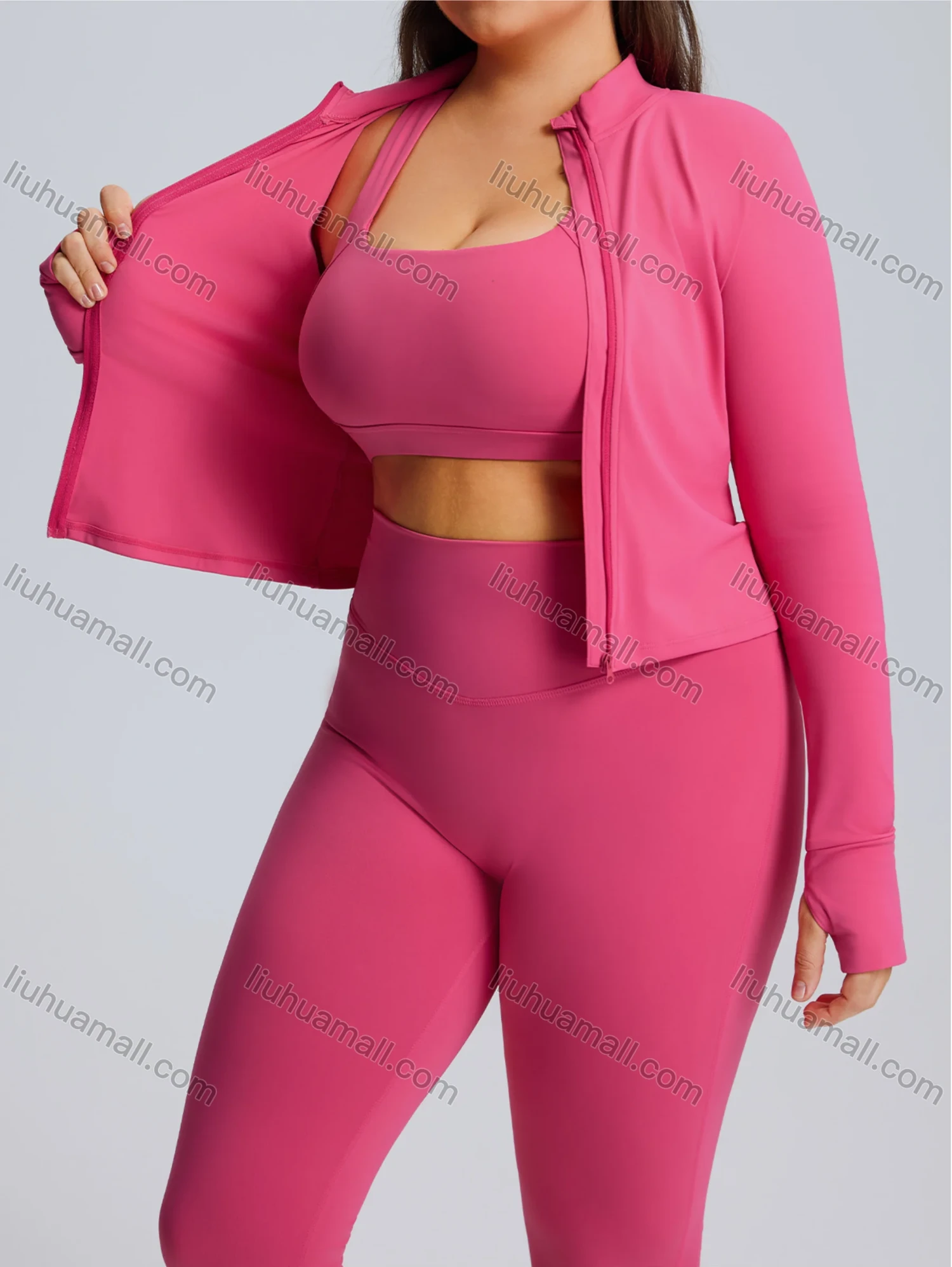 Wholesale Women's Quick-Drying Sportswear High-Elastic Plus Size Yoga Fitness Suit 3-Piece Set - Liuhuamall