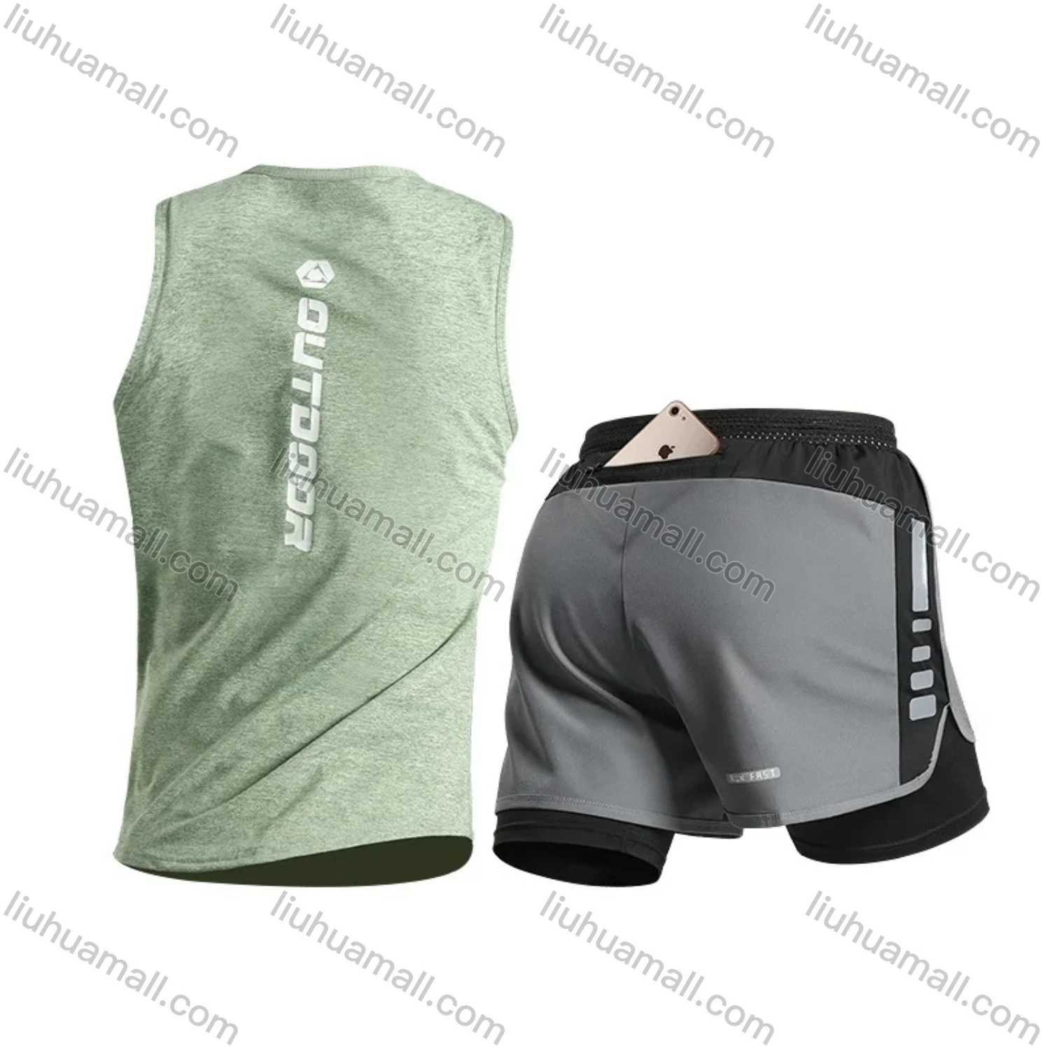 Wholesale Men's Fitness Clothes Running Quick-drying Marathon Vests Track & Field Sports Ice Silk 2 Piece Set - Liuhuamall