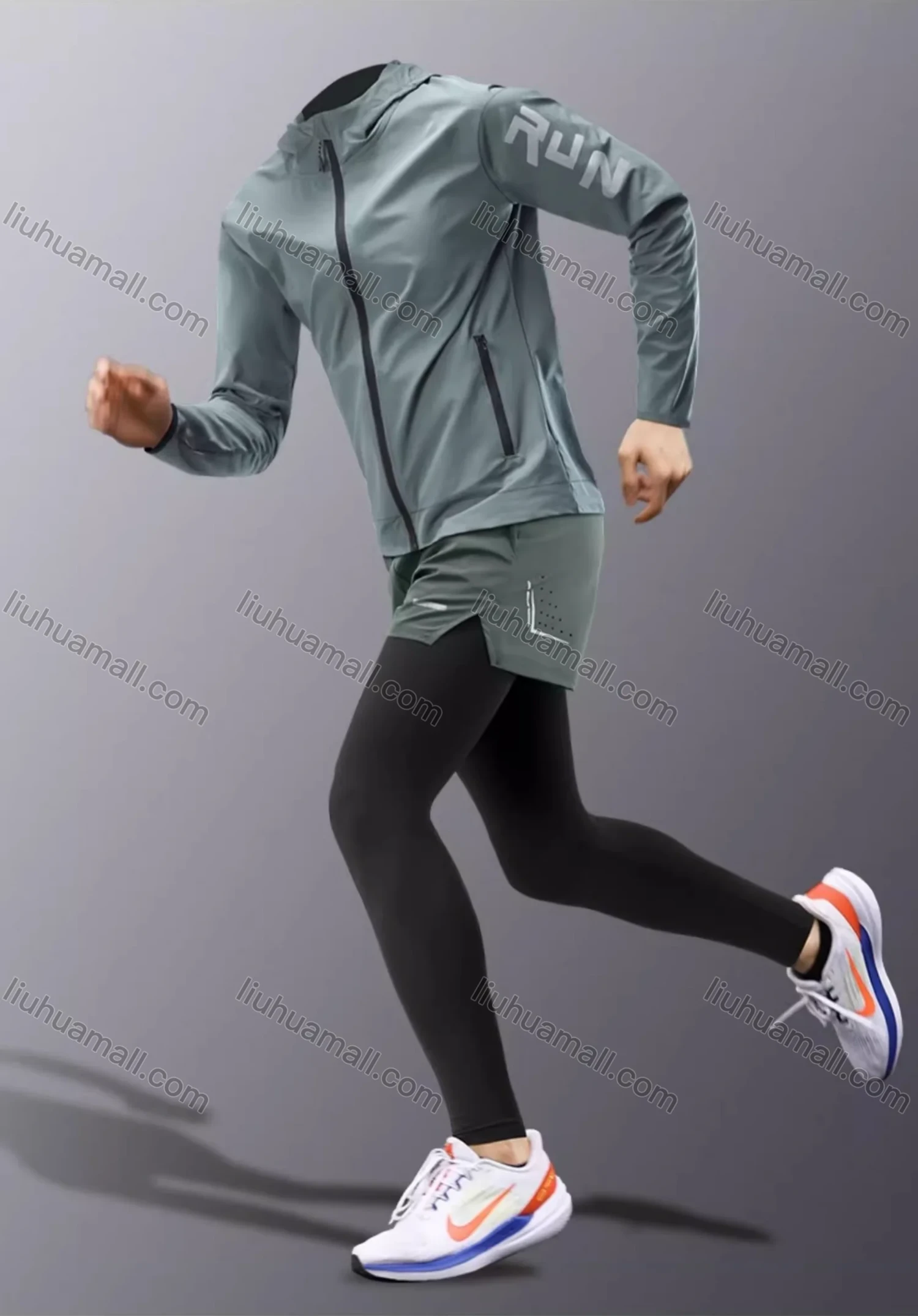 Wholesale Men's Running Suit With Mobile Phone, Winter Quick-drying Training Cycling Fitness Sports 2 Piece Set - Liuhuamall