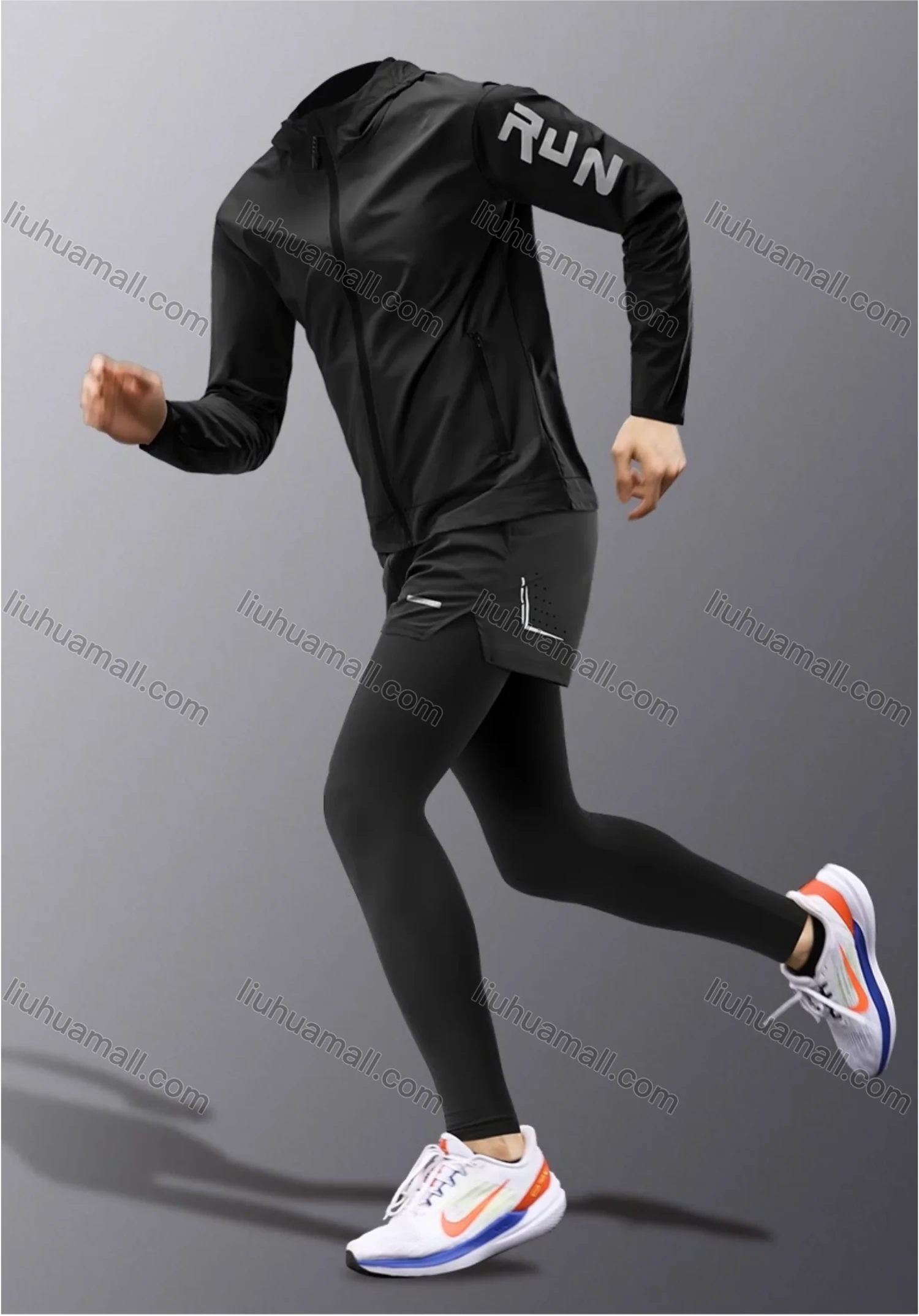 Wholesale Men's Running Suit With Mobile Phone, Winter Quick-drying Training Cycling Fitness Sports 2 Piece Set - Liuhuamall