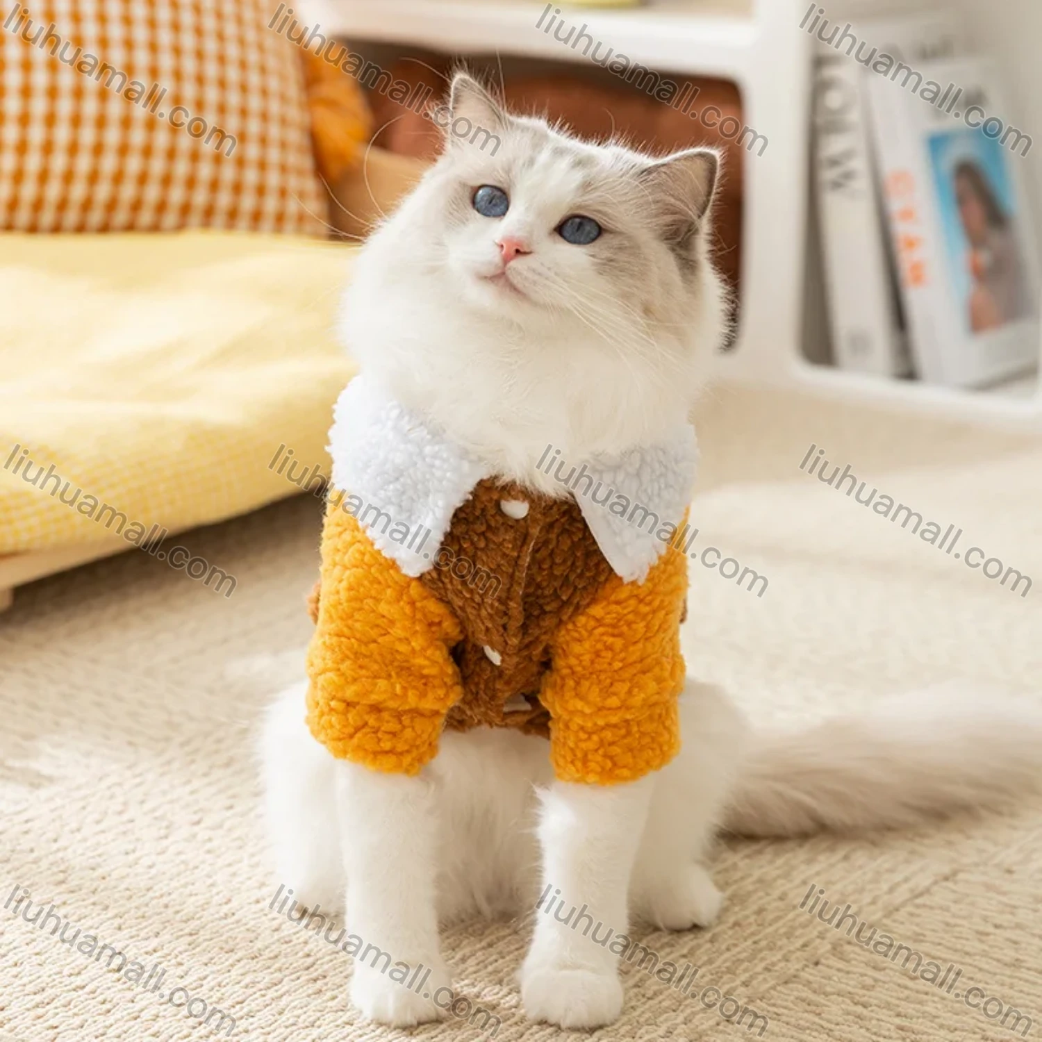 Wholesale Cat Clothes For Autumn & Winter Warmth Cute Fleece Two-legged Cotton Coat - Liuhuamall