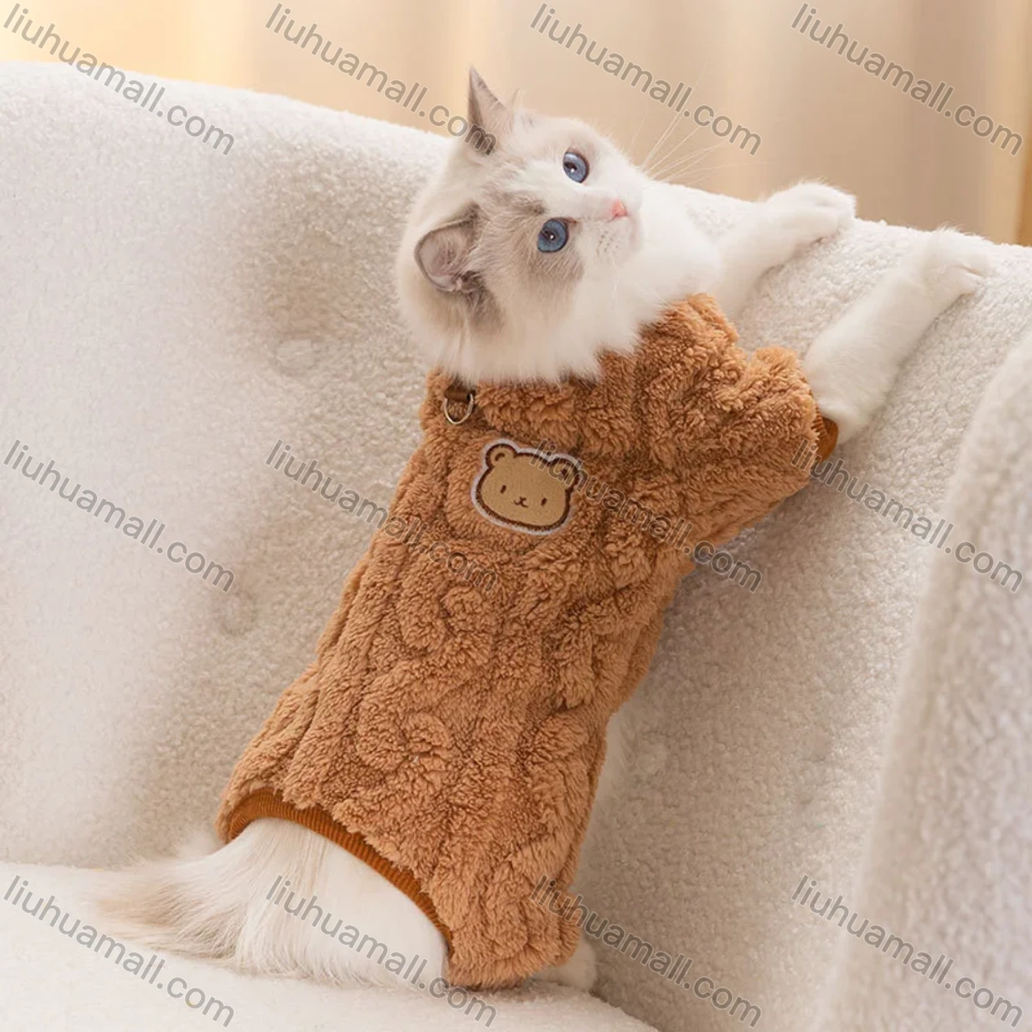 Wholesale Cat Cute Winter Cartoon Bear Four-legged Fleece Coat For Warm Pet Cat Coat - Liuhuamall