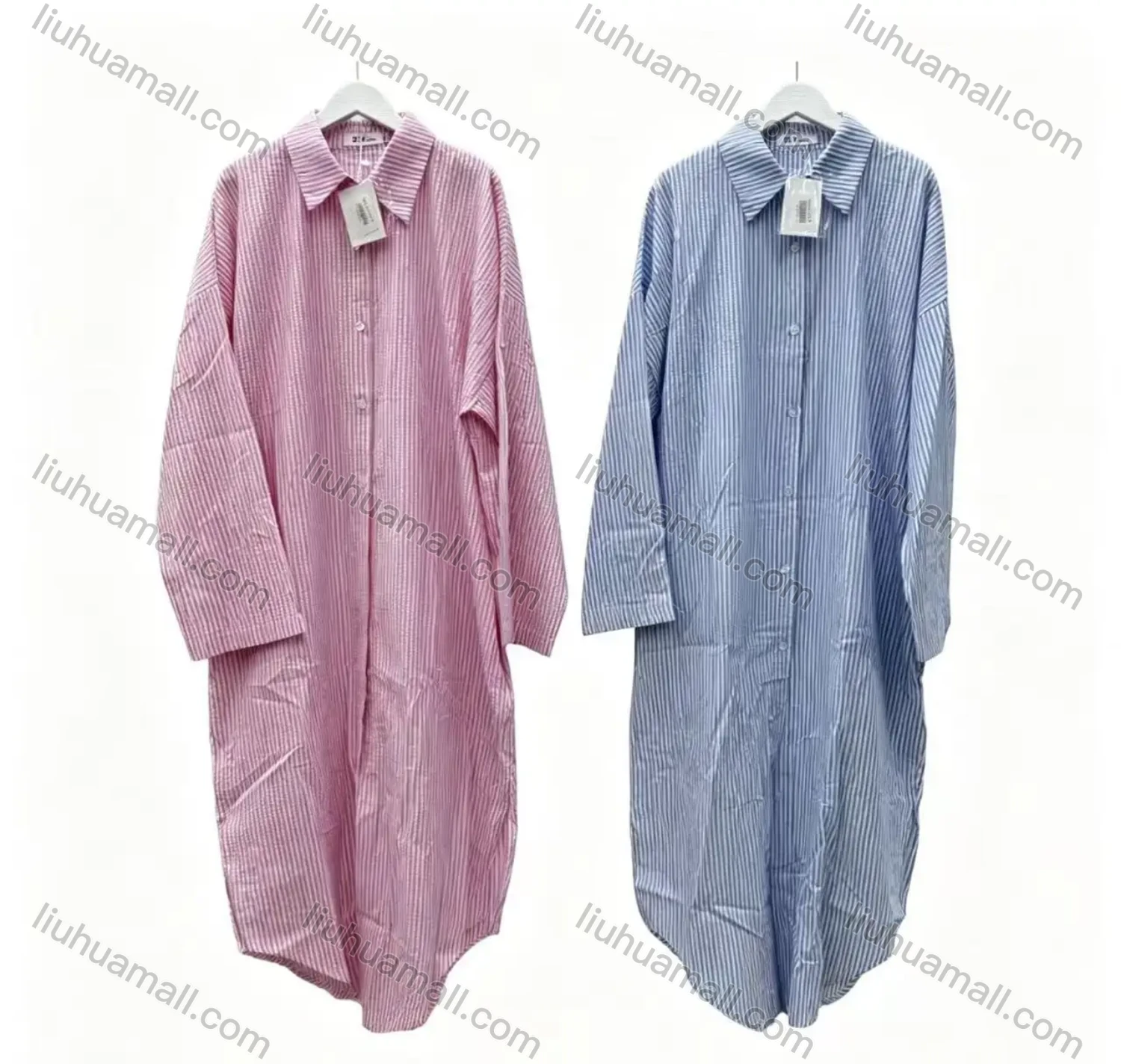 Wholesale Women's 100% Cotton Striped Oversized Shirt Dress - Liuhuamall
