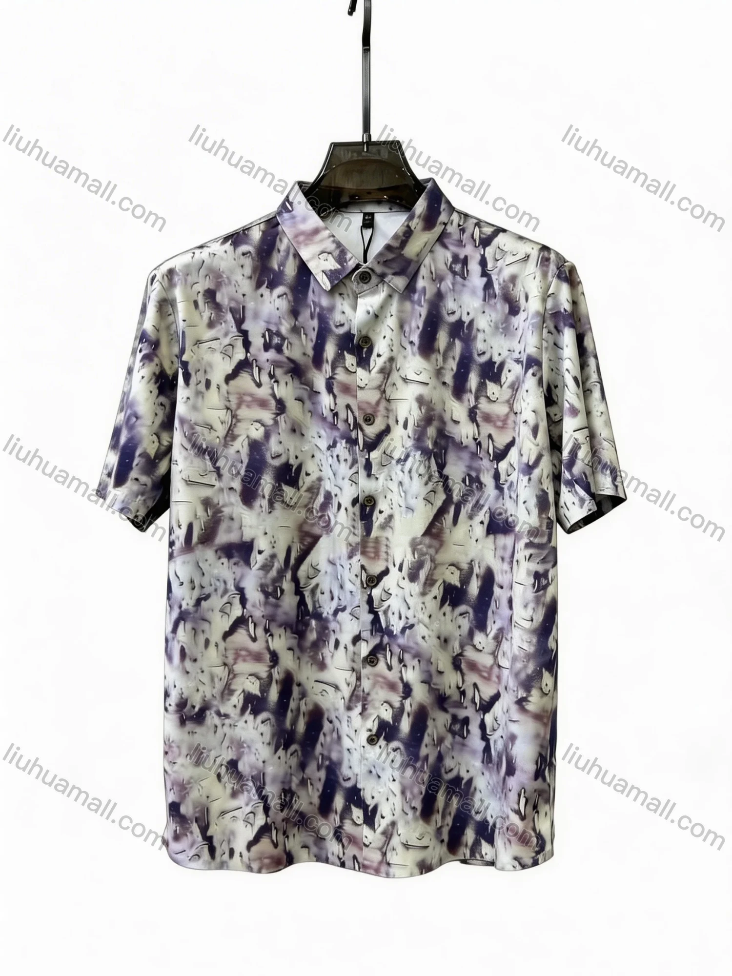 Wholesale 2026 Men's Slim Fit Short Sleeve Printed Shirt | Abstract Pattern Casual/Formal Business Shirt, Wholesale & In Stock - Liuhuamall