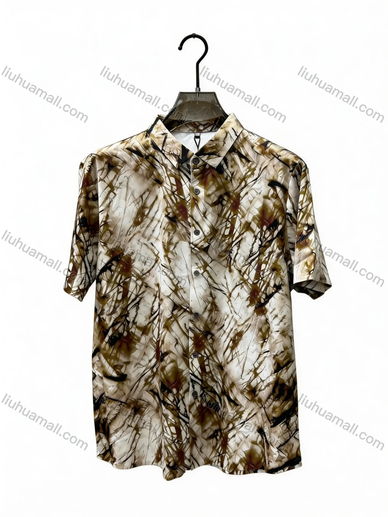 Wholesale 2026 Men's Slim Fit Short Sleeve Printed Shirt - Wholesale & In Stock, Abstract Artistic Pattern Casual Business Shirt - Liuhuamall