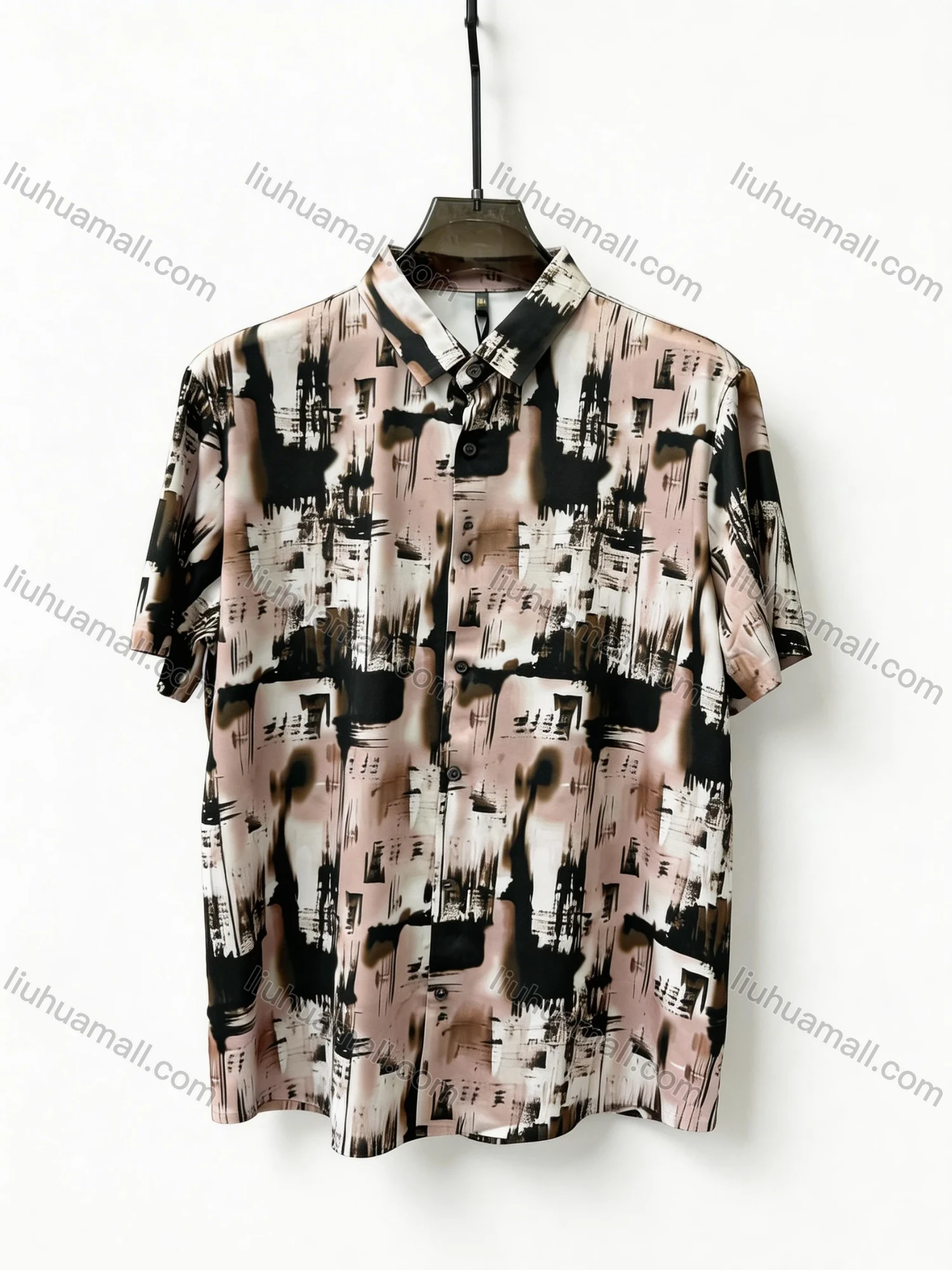 Wholesale Men's Slim Fit Abstract Print Short Sleeve Shirt | Wholesale Casual Shirt In Stock 2026 - Liuhuamall