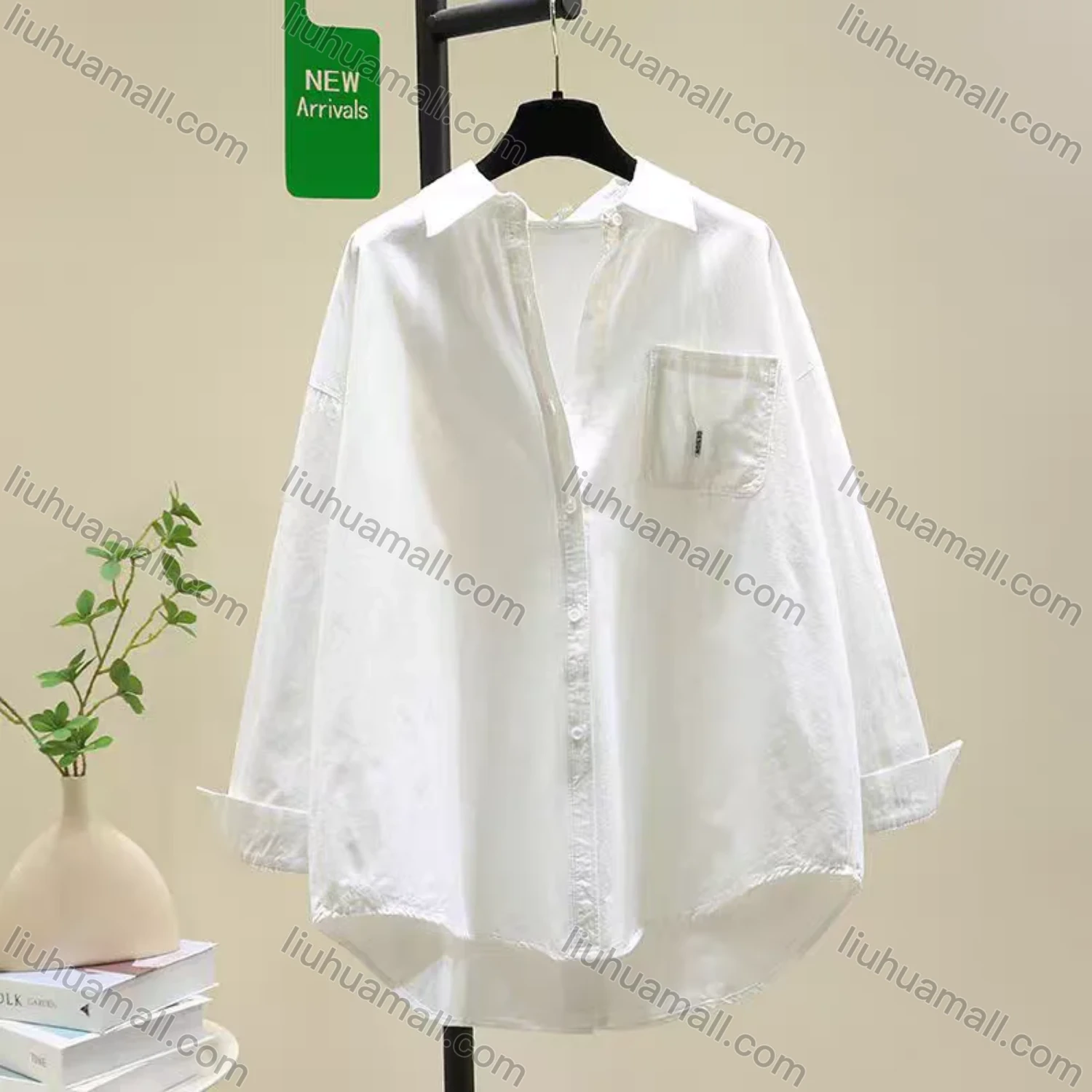Wholesale Women's Summer Thin Cotton Shirt, High Quality Loose Casual Blouse with Split Back Design, Outer Wear - Liuhuamall