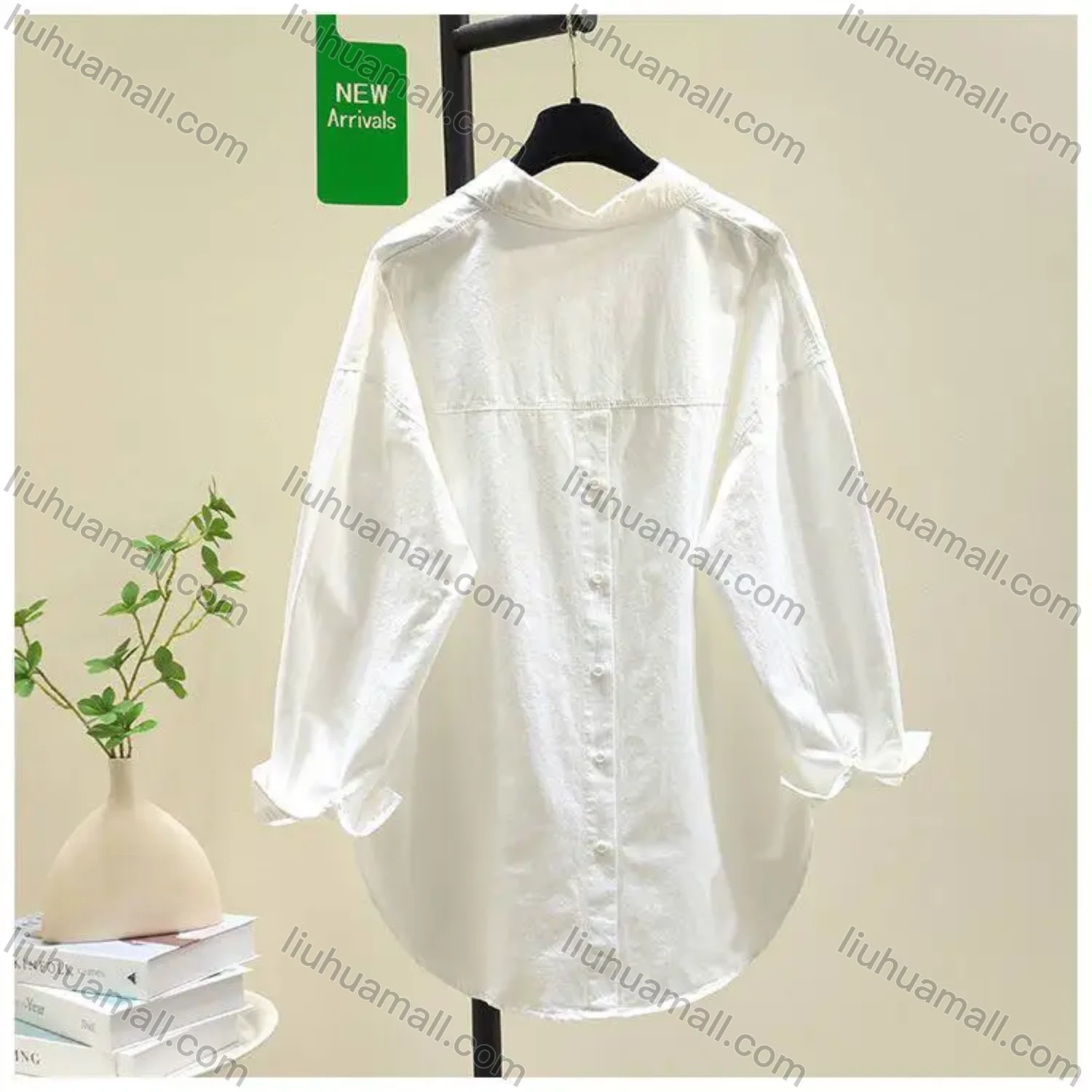 Wholesale Women's Summer Thin Cotton Shirt, High Quality Loose Casual Blouse with Split Back Design, Outer Wear - Liuhuamall
