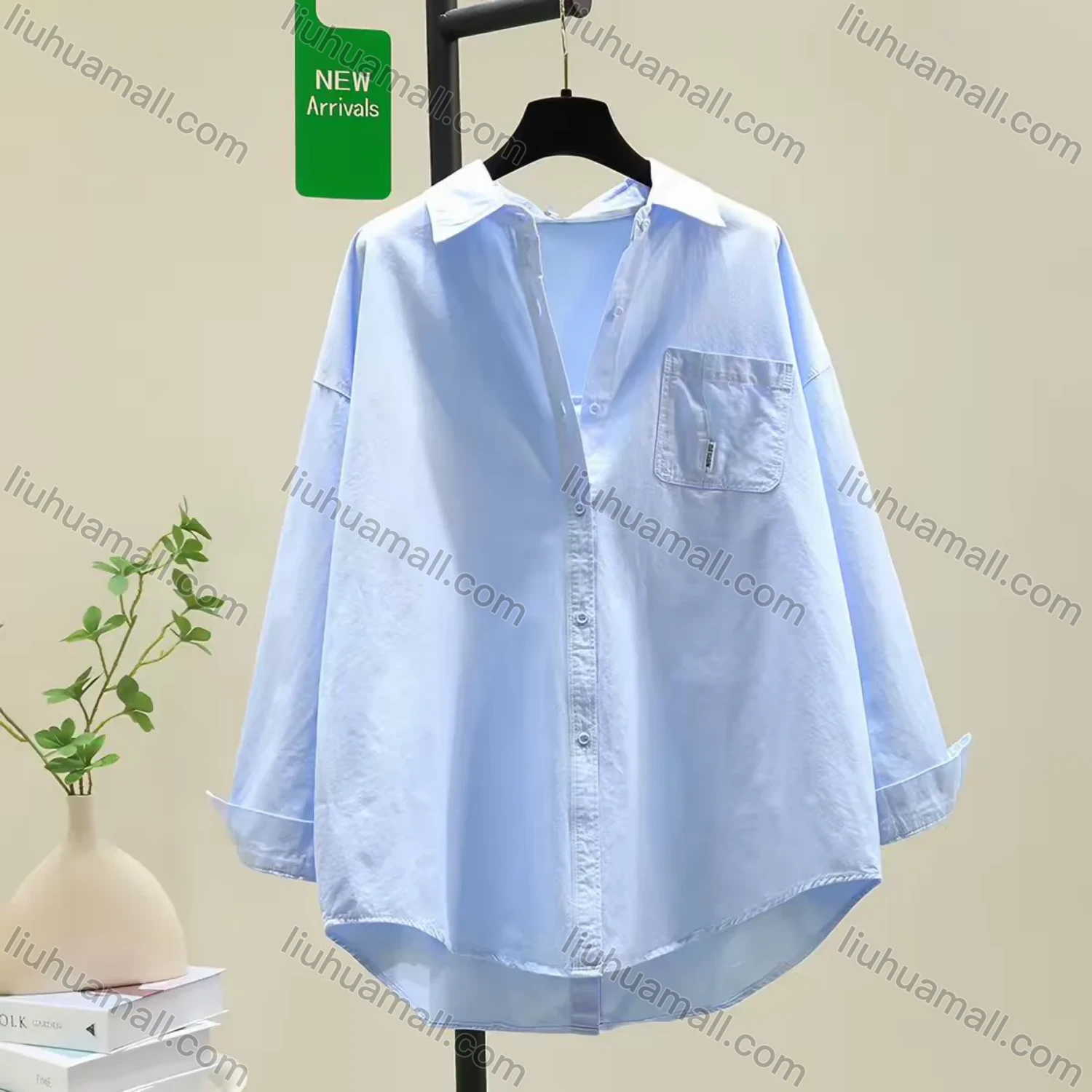 Wholesale Women's Summer Thin Cotton Shirt, High Quality Loose Casual Blouse with Split Back Design, Outer Wear - Liuhuamall