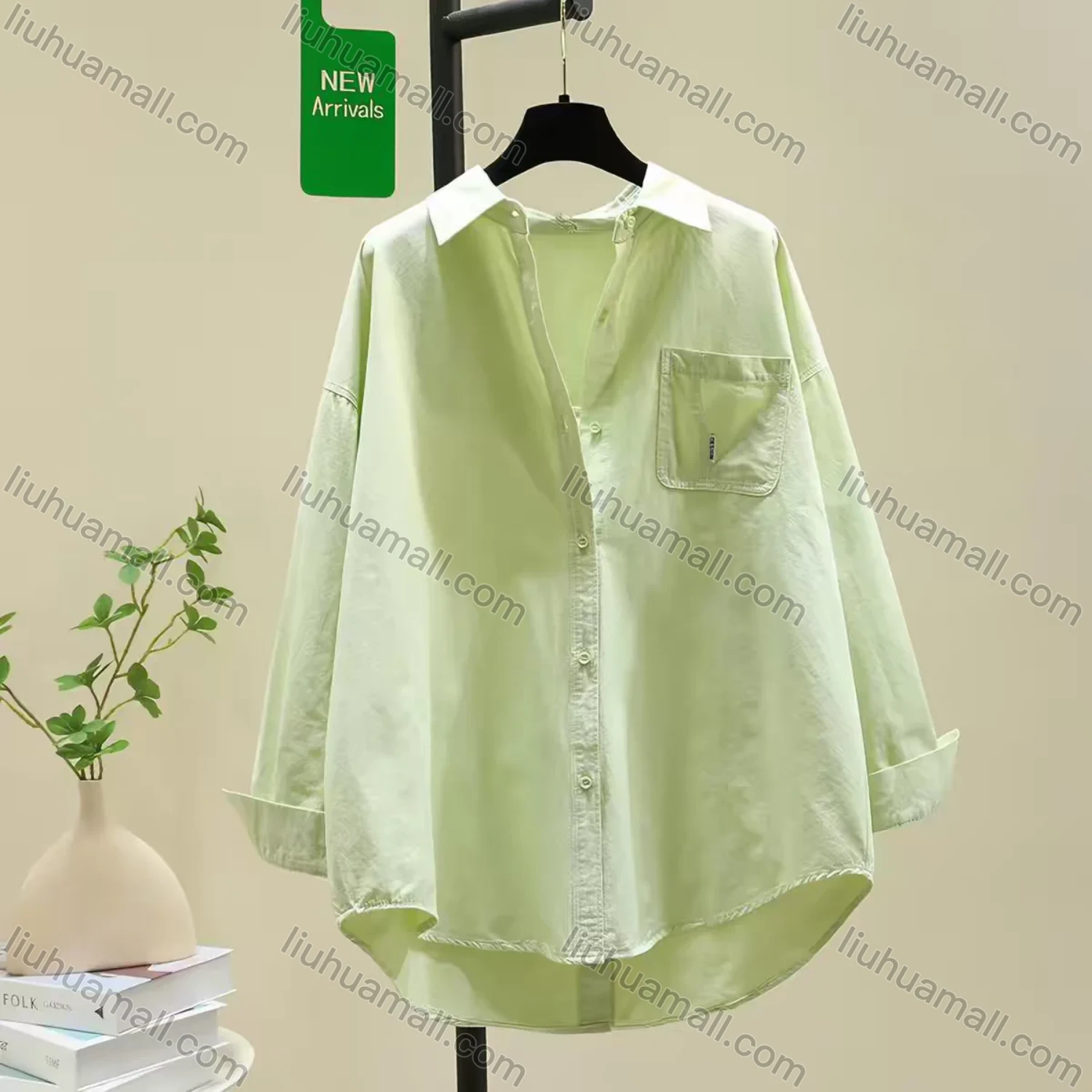 Wholesale Women's Summer Thin Cotton Shirt, High Quality Loose Casual Blouse with Split Back Design, Outer Wear - Liuhuamall
