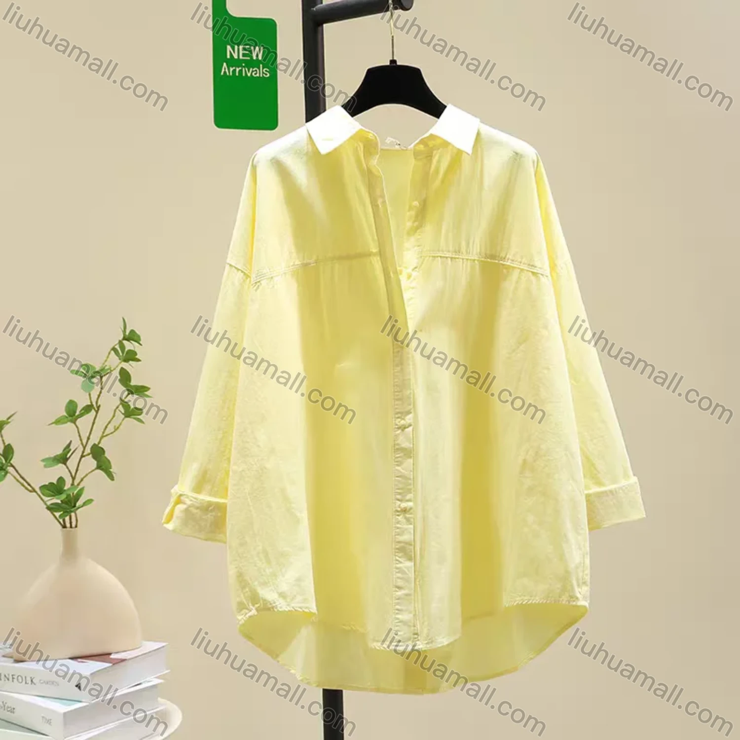 Wholesale Women's Summer Thin High-Quality Cotton Shirt, Back Split Design Loose Casual Blouse for Outerwear - Liuhuamall