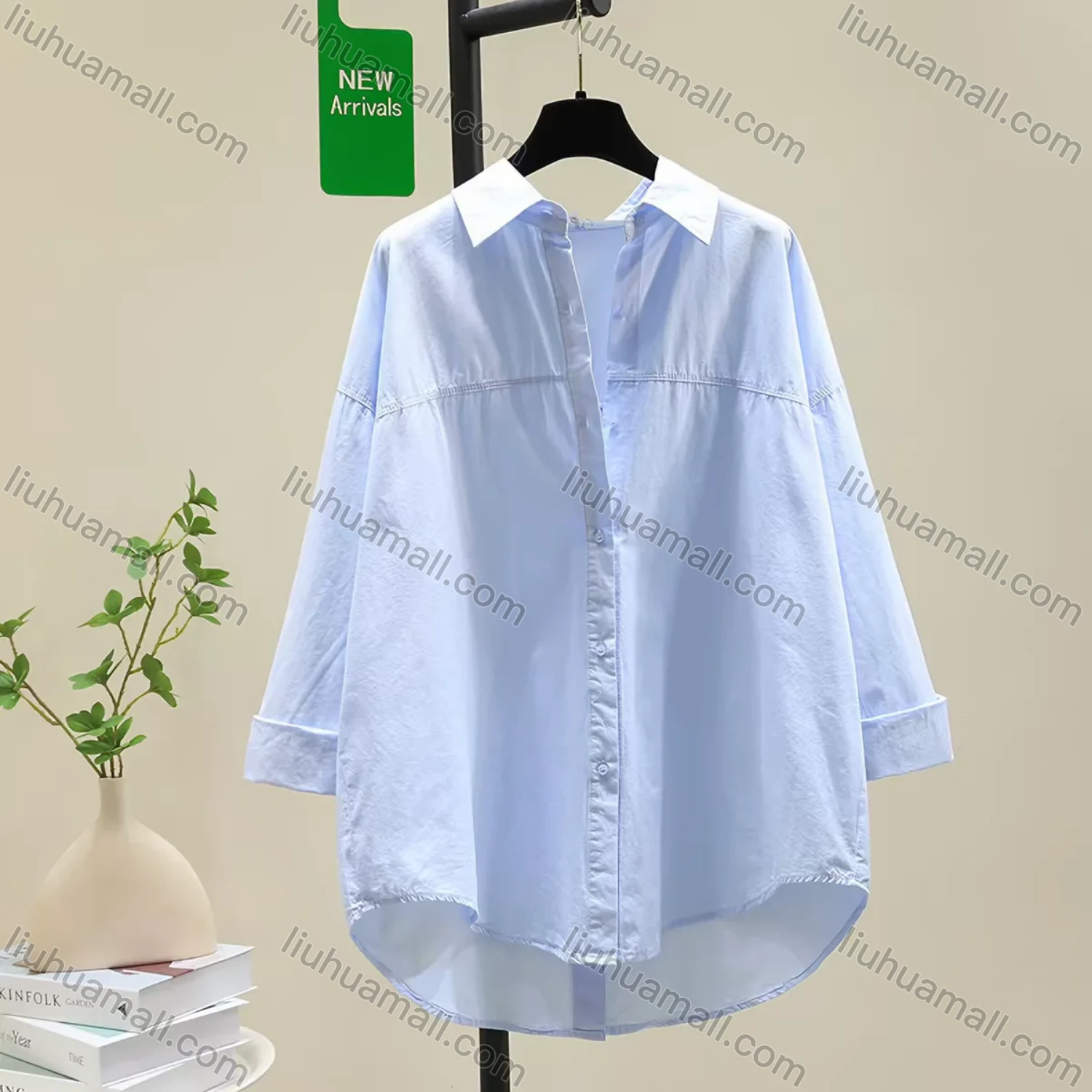 Wholesale Women's Summer Thin High-Quality Cotton Shirt, Back Split Design Loose Casual Blouse for Outerwear - Liuhuamall