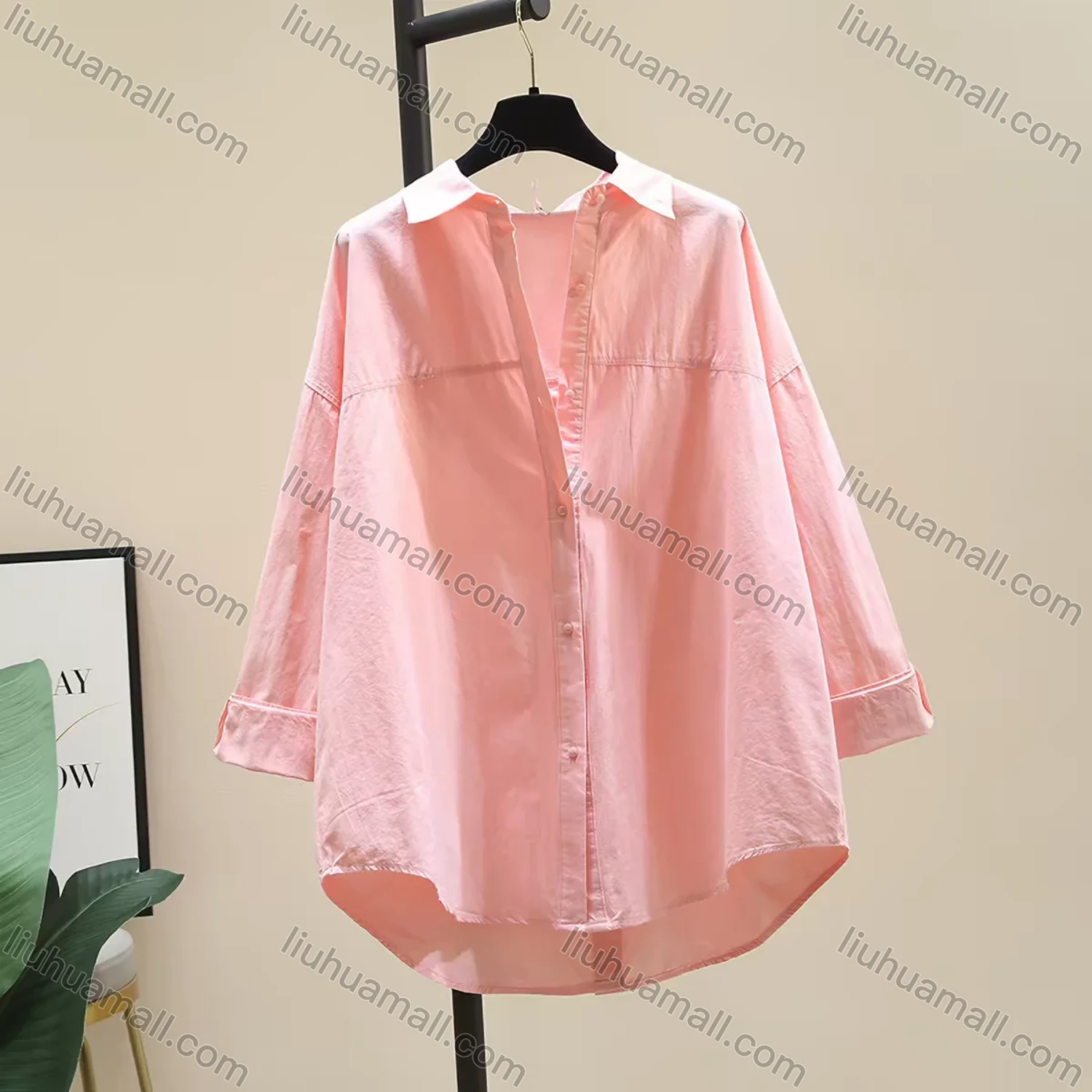 Wholesale Women's Summer Thin High-Quality Cotton Shirt, Back Split Design Loose Casual Blouse for Outerwear - Liuhuamall