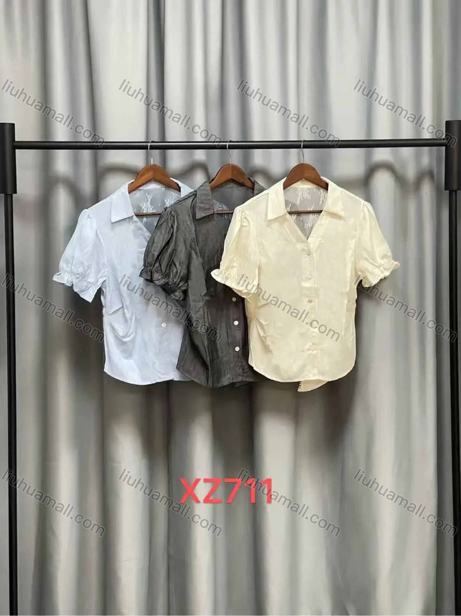 Wholesale Short shirt with short sleeves, featuring a lace hollow-out design at the back, casual, versatile, and fashionable - Liuhuamall