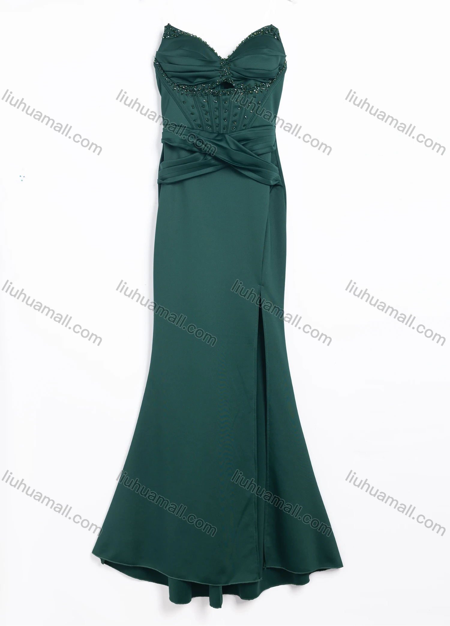 Wholesale Women's Evening Glamorous Rhinestone Corset Bustier Spaghetti Strap Mermaid Maxi Dress #25092 - Liuhuamall