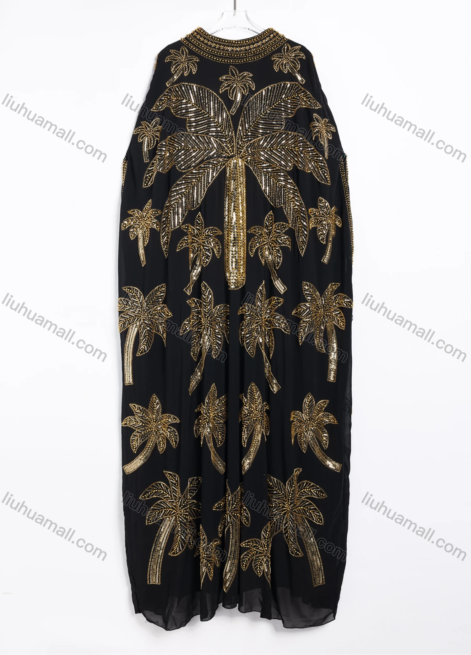 Wholesale Women's Elegant Sequined Palm Tree Patterned Evening Kaftan Two-Piece Set #CJ118 - Liuhuamall