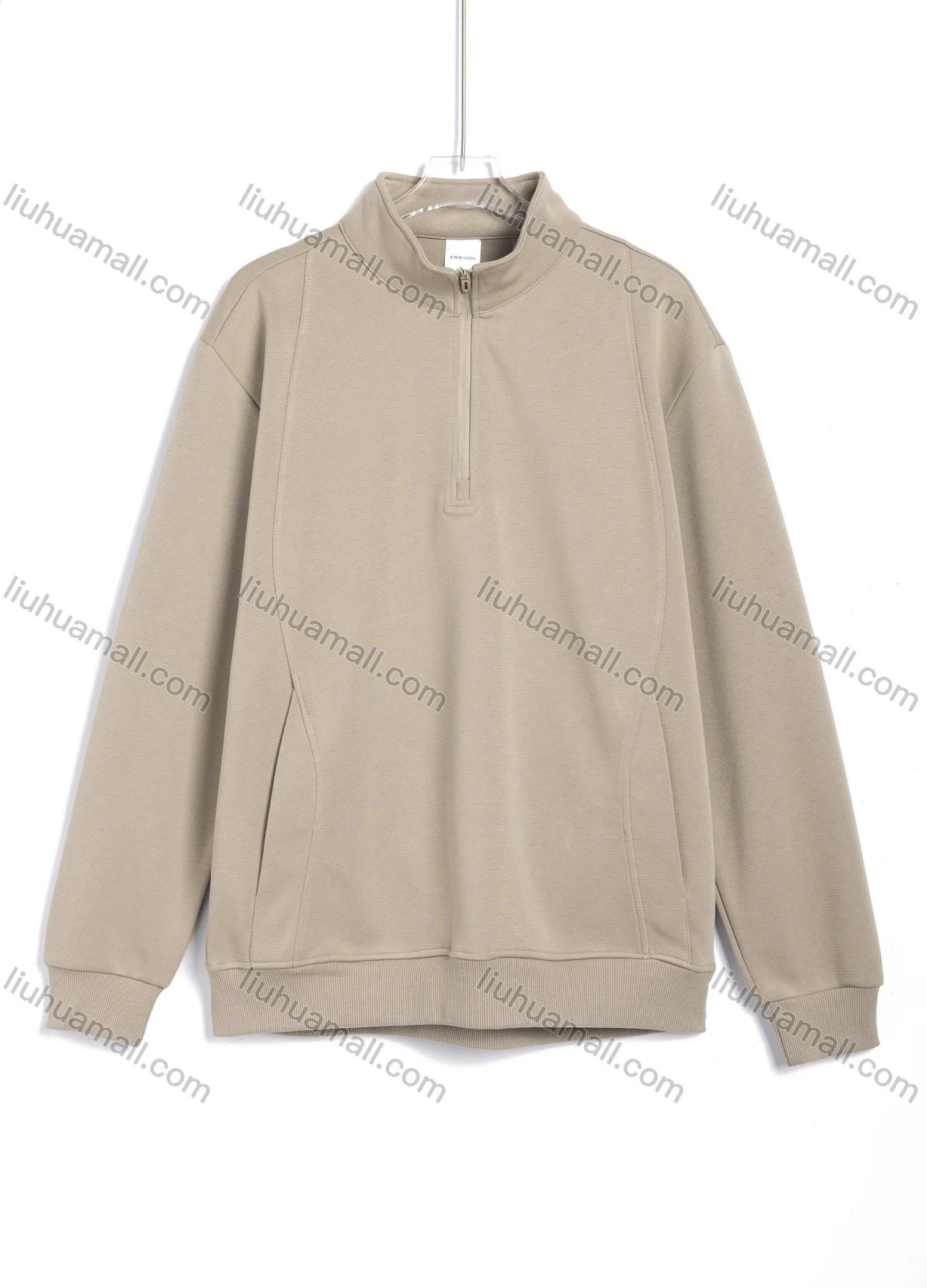 Wholesale Men's Casual Stand Collar Long Sleeve Half Zip Plain Sweatshirt #26371901 - Liuhuamall