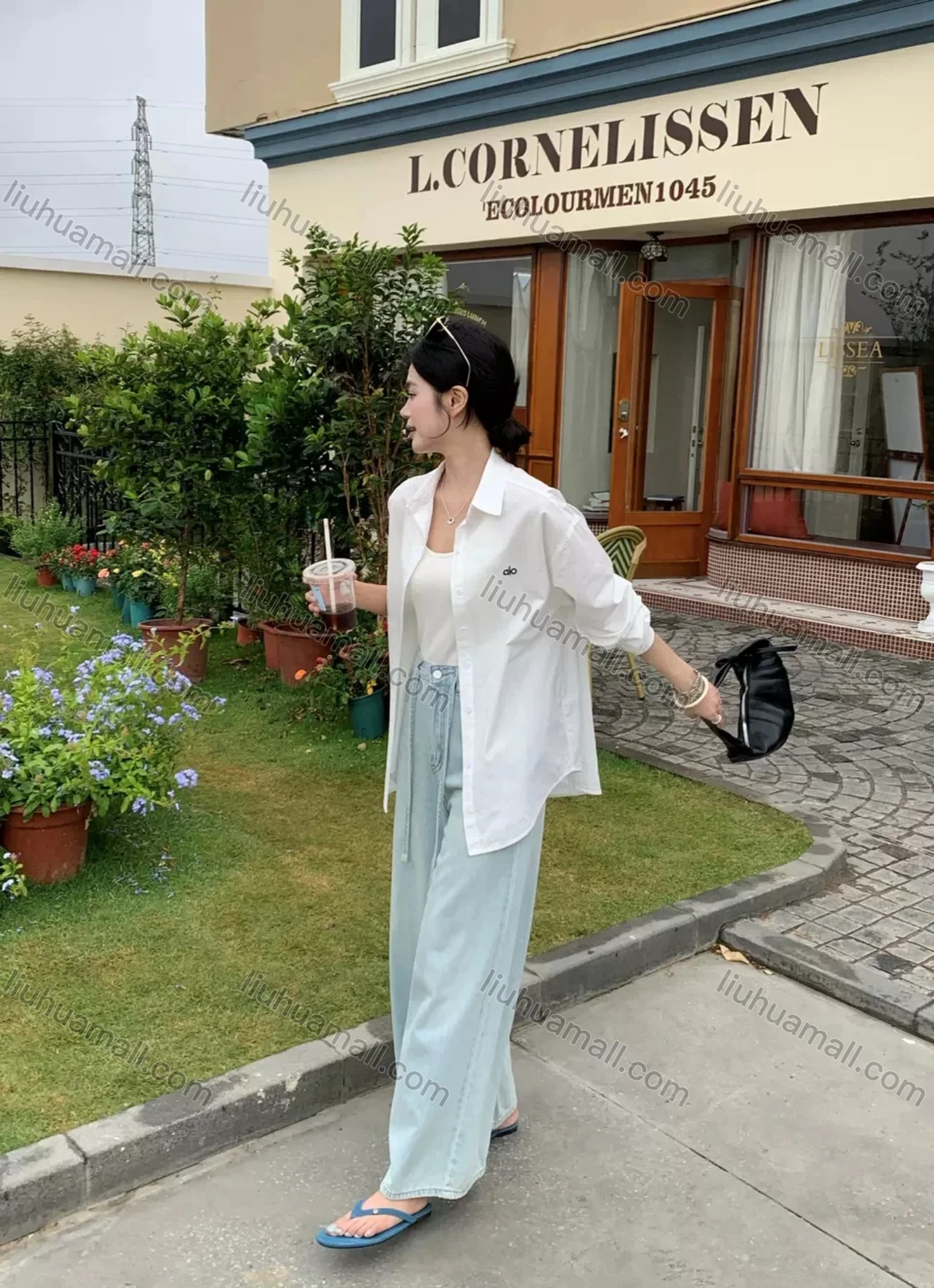 Wholesale Women's Minimalist Cotton Polo Shirt, Double Button Embroidery Loose Long Sleeve Top, New for Spring & Autumn - Liuhuamall