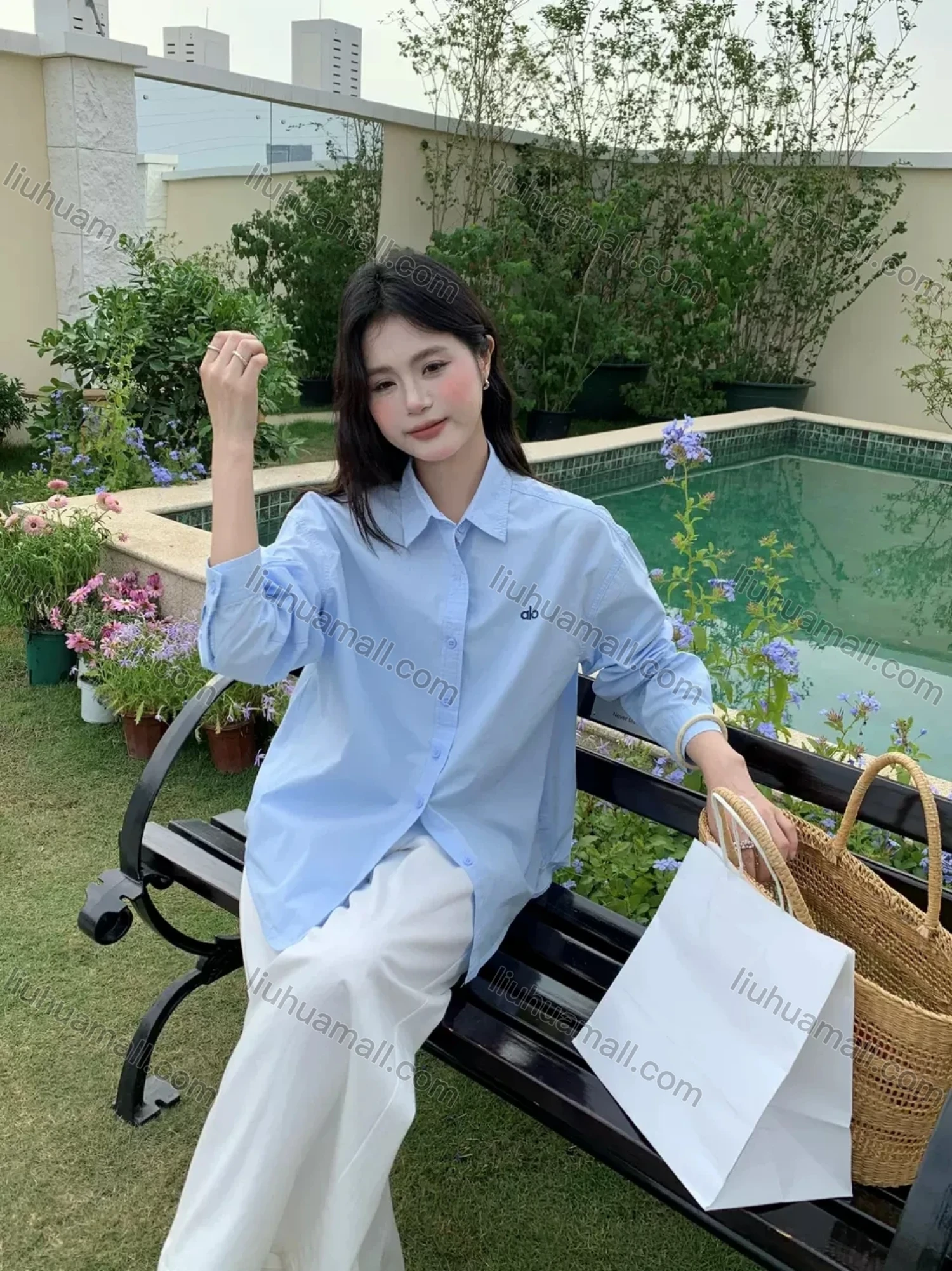 Wholesale Women's Minimalist Cotton Polo Shirt, Double Button Embroidery Loose Long Sleeve Top, New for Spring & Autumn - Liuhuamall