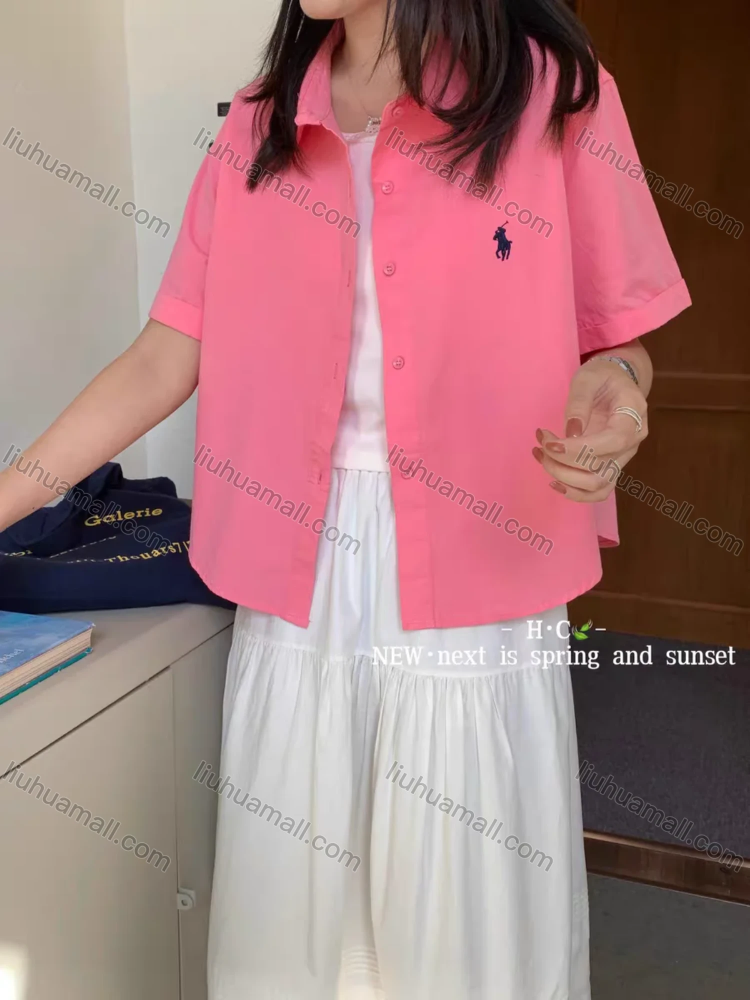 Wholesale Women's New 100% Cotton Short Sleeve Shirt, Loose Fit Slimming Embroidered Blouse, Fashion Versatile Designer Summer Top - Liuhuamall