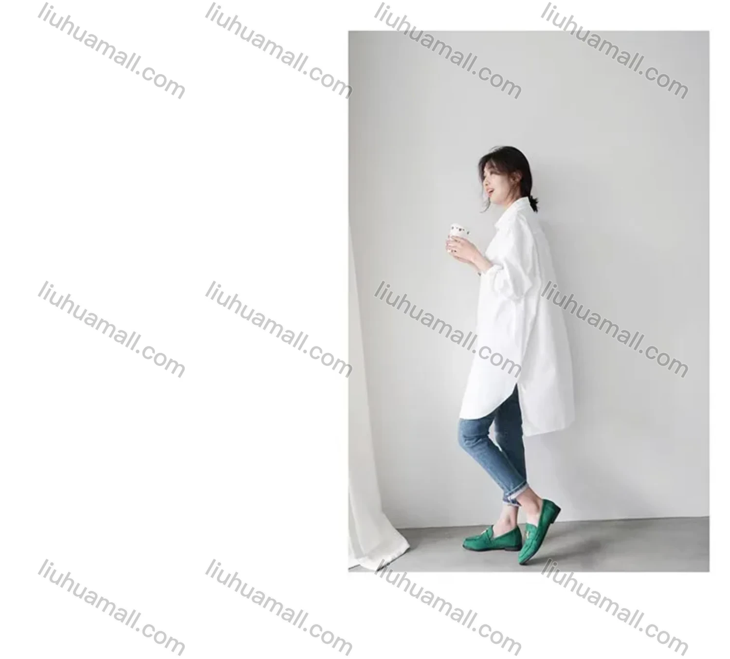 Wholesale 2026 New Striped White Blouse, Women Long Sleeve Mid-length Shirt, European American Style Loose Lazy Design Top - Liuhuamall