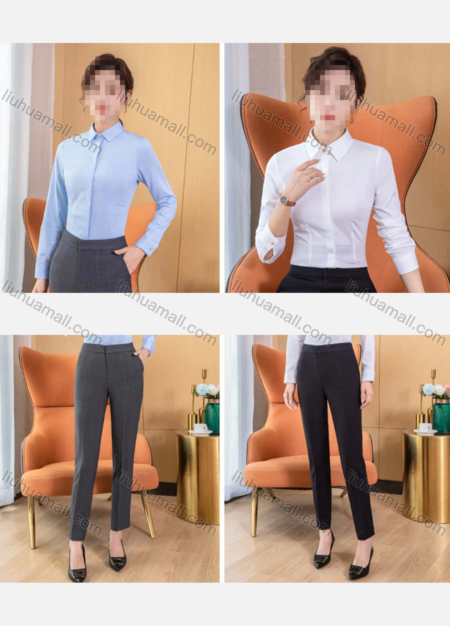Wholesale Women's Business Formal Ankle Length Stretchy Slim Fit Suit Trousers - Liuhuamall