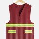 High Visibility Button Front Reflective Strips Safety Vests Wine Clothing Wholesale Market -LIUHUA