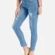 Women's Skinny Distressed Ripped Jeans With Pocket Light Blue Clothing Wholesale Market -LIUHUA