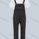 Wholesale Women's Casual Adjustable Strap Zipper Pockets Plain Denim Overall Black Clothing Wholesale Market Liuhua