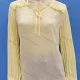 Wholesale Women's Casual Plain Ruffle Neck Puff Sleeve See Through Ruffle Trim Blouse 54# Clothing Wholesale Market Liuhua