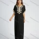 Wholesale Women's Batwing Sleeve Vintage Embroidered Maxi Kaftan Black Clothing Wholesale Market Liuhua