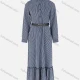 Wholesale Women's Button Front Long Sleeve Ruffle Hem Stripe Dress With Belt Navy Clothing Wholesale Market Liuhua