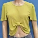Wholesale Women's Casual Crew Neck Short Sleeve Irregular Hem Knit Plain Tops Apple Green Clothing Wholesale Market Liuhua