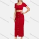 Wholesale Women's Square Neck Single Breasted Solid Crop Top&Pencil Skirt Set Red Clothing Wholesale Market Liuhua