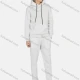 Wholesale Men's Hooded Drawstring Kangaroo Pocket Plain Hoodies & Pants 2-Piece Set 2234# White Clothing Wholesale Market Liuhua