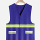 High Visibility Button Front Reflective Strips Safety Vests Blue Clothing Wholesale Market -LIUHUA