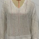 Wholesale Women's Casual Round Neck Long Sleeve Hollow Out Knitted Cover Up White Clothing Wholesale Market Liuhua