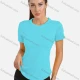 Wholesale Women's Sporty Colorblock Short Sleeve Quick-dry Breathable Athletic T-shirt W7009# Cyan Clothing Wholesale Market Liuhua