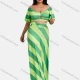 Wholesale Woman's Casual 2 Pieces Colorblock Off shoulder Short Sleeve Hollow Out Crop Top & Pencil Skirt Set Green Clothing Wholesale Market Liuhua