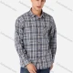 Wholesale Men's 100% Cotton Regular Fit Long Sleeve Pocket Plaid Print Casual Shirt Gray Clothing Wholesale Market Liuhua