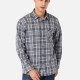 Men's 100% Cotton Regular Fit Long Sleeve Pocket Plaid Print Casual Shirt Gray Clothing Wholesale Market -LIUHUA
