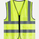 Mesh Safety Vest High Visibility Reflective Strips with Pockets and Zipper Fluorescent Yellow Clothing Wholesale Market -LIUHUA