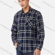 Wholesale Men's 100% Cotton Regular Fit Long Sleeve Pocket Plaid Print Casual Shirt Navy Clothing Wholesale Market Liuhua
