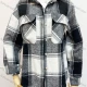 Wholesale Women's Casual Collared Long Sleeve Plaid Print Pockets Button Down Overshirt Black Clothing Wholesale Market Liuhua