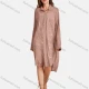 Wholesale Woman's Casual Long Sleeve Shirt Collar Bronzed Print Fake Pockets Button Front Tunic 1 Clothing Wholesale Market Liuhua