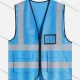 Wholesale Mesh Safety Vest High Visibility Reflective Strips with Pockets and Zipper Sky Blue Clothing Wholesale Market Liuhua