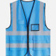Mesh Safety Vest High Visibility Reflective Strips with Pockets and Zipper Sky Blue Clothing Wholesale Market -LIUHUA