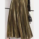 Women's Glitters Pleated Elastic Waist Maxi Skirt Gold Clothing Wholesale Market -LIUHUA