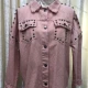 Wholesale Women's Collared Drop Shoulder Button Down Rivets Flap Pockets Plain Overshirt Jacket Pink Clothing Wholesale Market Liuhua