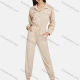 Wholesale Women's Lapel Long Sleeve Flap Pockets Buttons Drawstring Ankle-Tie Plain Jumpsuit 2206# 32# Clothing Wholesale Market Liuhua